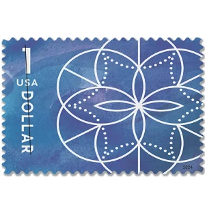NOT Forever Stamp-$1 Stamps 2024 Geometric Floral Design – Art Collection, First-Class Rate