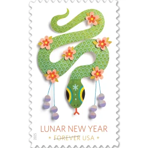 Forever Stamps 2025 Lunar New Year – Year of the Snake, Holiday Celebration, First-Class Postage